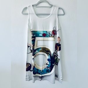 NWT SLEEVELESS CASUAL T-SHIRT A-LINE MINI DRESSES #5 PRINT CREWNECK BEACH TANK